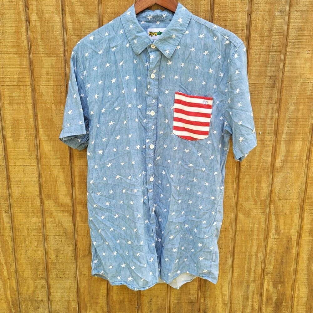 Tipsy Elves American Pride Hawaiian Button Up Shirt Mens Size  XL